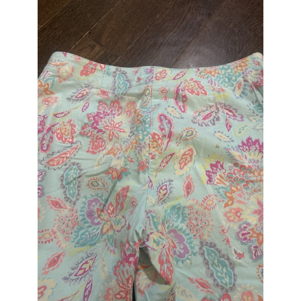 Sigrid‎ Olsen Sport Blue Floral Pants sz 2P Drawstring Cuffs Stretch Cottagecore - Picture 5 of 5